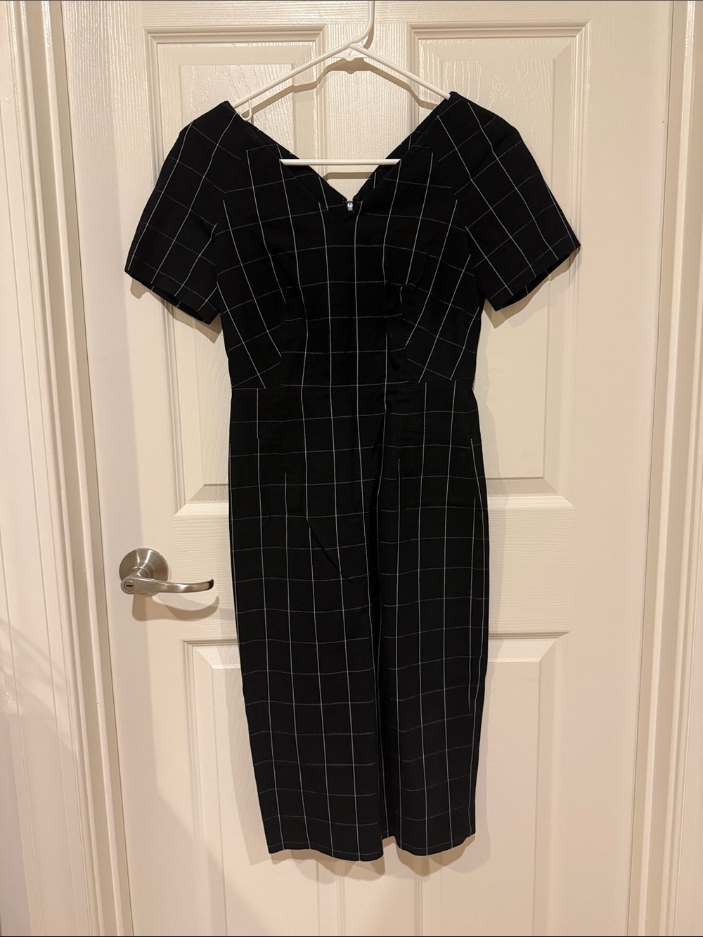 Banana Republic Black Windowpane Midi Dress